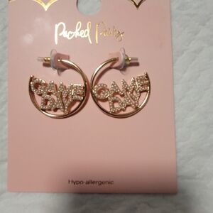Packed Party Gold Hoop Earrings with 'Game Day' Design